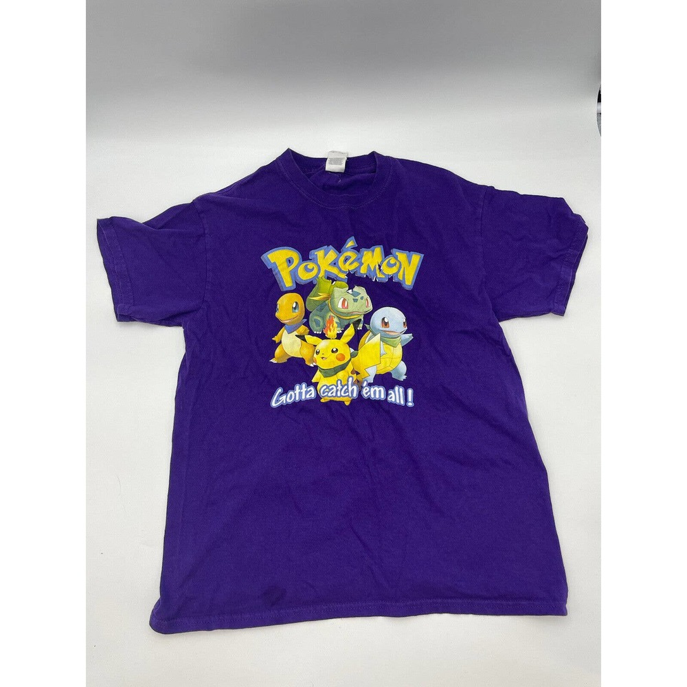 Vintage Nintendo Pokémon Starters Purple Graphic Tee Youth Med.